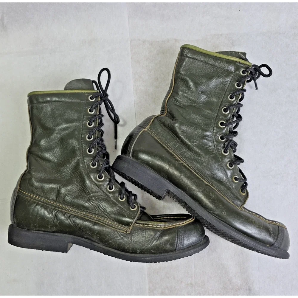 VTG Browning The Sportsman’s Boot Green Leather Lace Up Hunting Boots USA 7.5 A